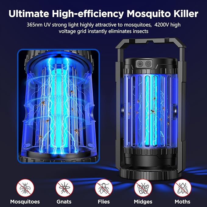 Evolpol Solar Bug Zapper Outdoor Indoor With Reading Lamp Cordless